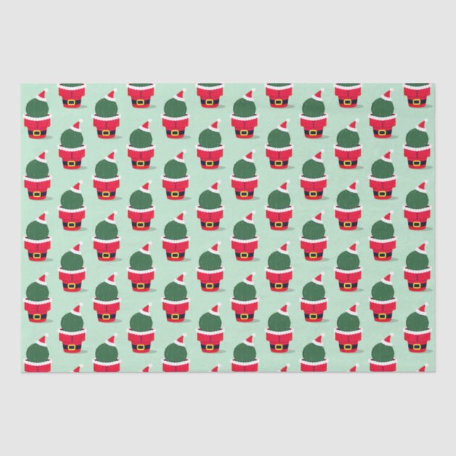 Santa Cactus Holiday Christmas Tissue Paper (Front)