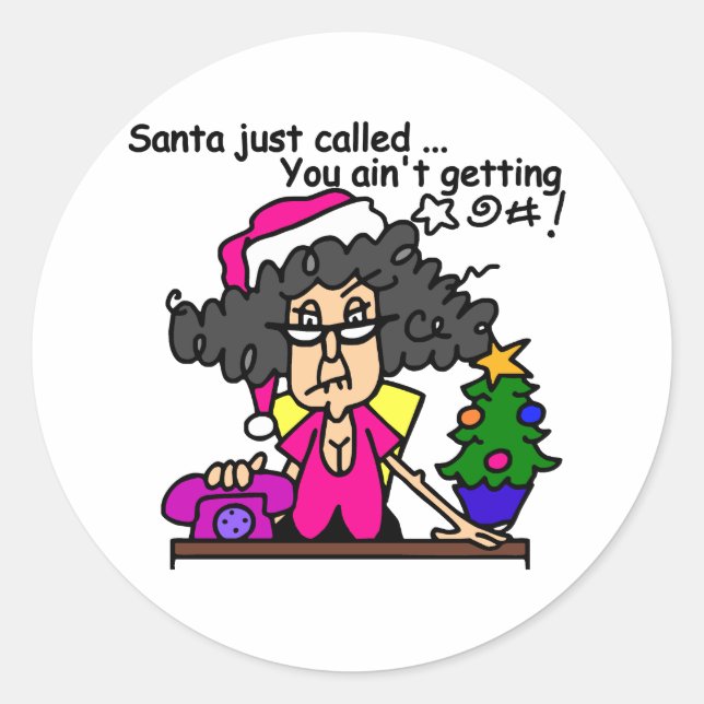 Santa Called Classic Round Sticker (Front)