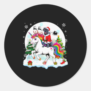 Santa Cane Corso Riding Unicorn Reindeer Christmas Classic Round Sticker
