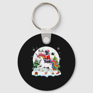 Santa Cane Corso Riding Unicorn Reindeer Christmas Keychain