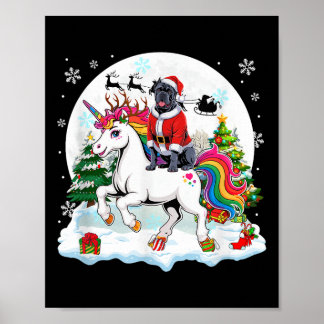 Santa Cane Corso Riding Unicorn Reindeer Christmas Poster
