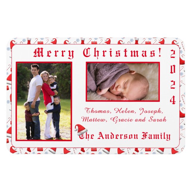 Santa Cap Patterned Christmas Magnet (Horizontal)