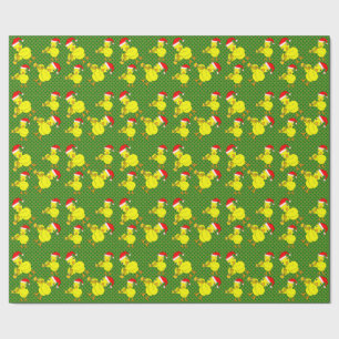 Santa Cap Trumpet Chick Wrapping Paper