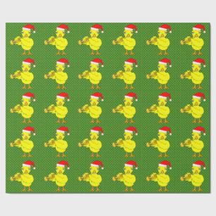 Santa Cap Trumpet Chick Wrapping Paper