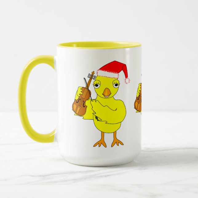 Santa Cap Violin Chick Mug (Left)