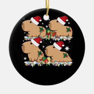 Santa Capybara Crew Christmas Capybaras Lover Xmas Ceramic Ornament