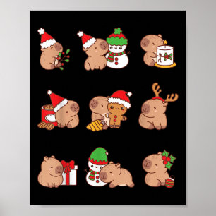 Santa Capybara Crew Christmas Funny Capybaras Love Poster