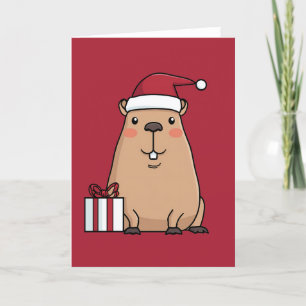 Santa Capybara Holiday Fun Card
