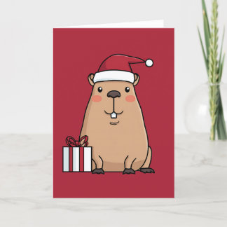 Santa Capybara Holiday Fun Card