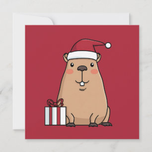 Santa Capybara Holiday Fun Card