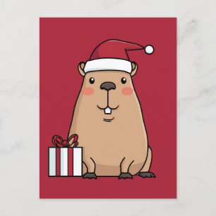 Santa Capybara Holiday Fun Postcard