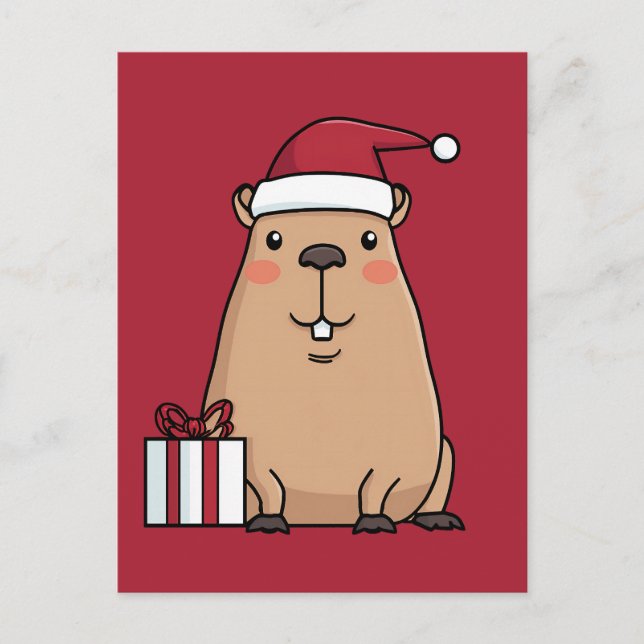 Santa Capybara Holiday Fun Postcard (Front)