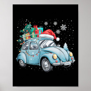 Santa Car Lights Christmas Driving Xmas Boys Kids Poster