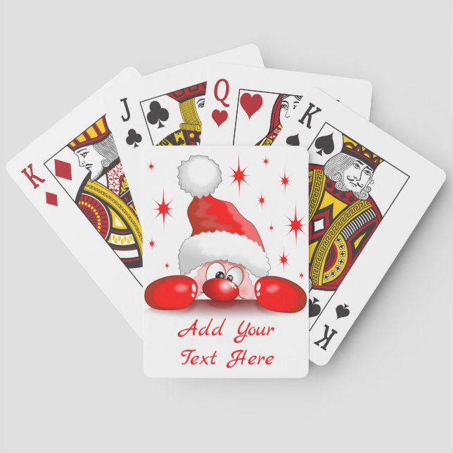 Santa Cartoon Cute Peeking Character © BluedarkArt Playing Cards (Back)