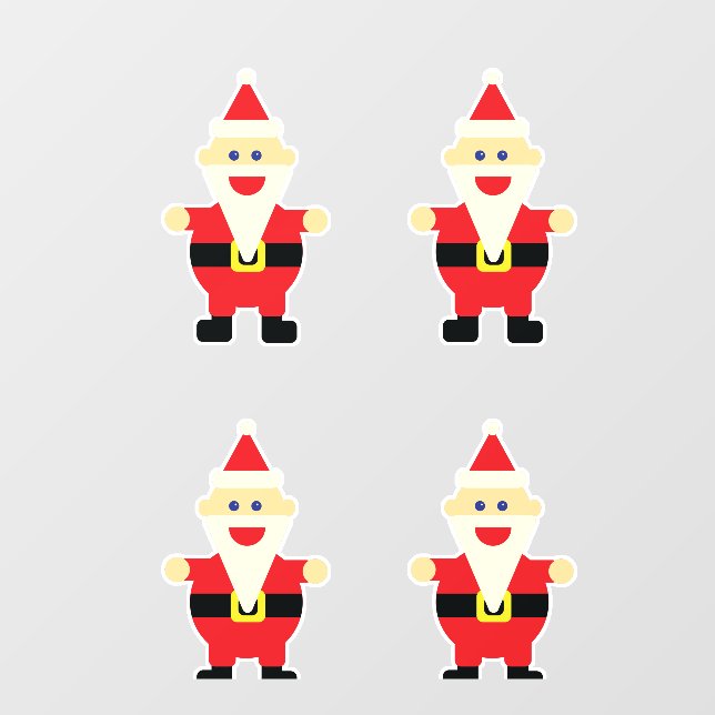 Santa Cartoon Fun Cute Christmas Holiday Window Cling (Sheet)
