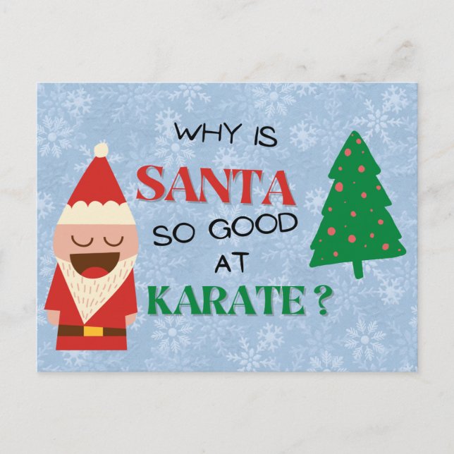 Santa Cartoon funny kids Christmas joke red blue Holiday Postcard (Front)