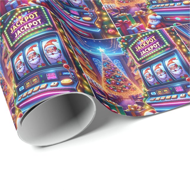 Santa Casino Slot Machine Christmas Wrapping Paper (Roll Corner)