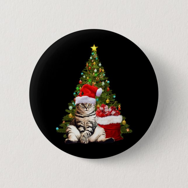 Santa Cat 2 Inch Round Button (Front)
