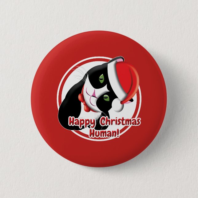 Santa Cat 2 Inch Round Button (Front)