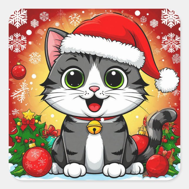 🎄 Santa Cat Christmas Sticker Festive Gift 🎄 (Front)