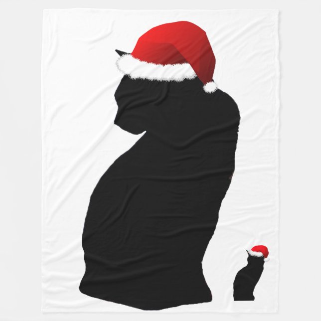 Santa Cat Fleece Blanket (Front)