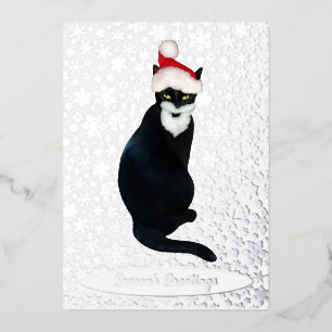 Santa Cat Foil Holiday Card