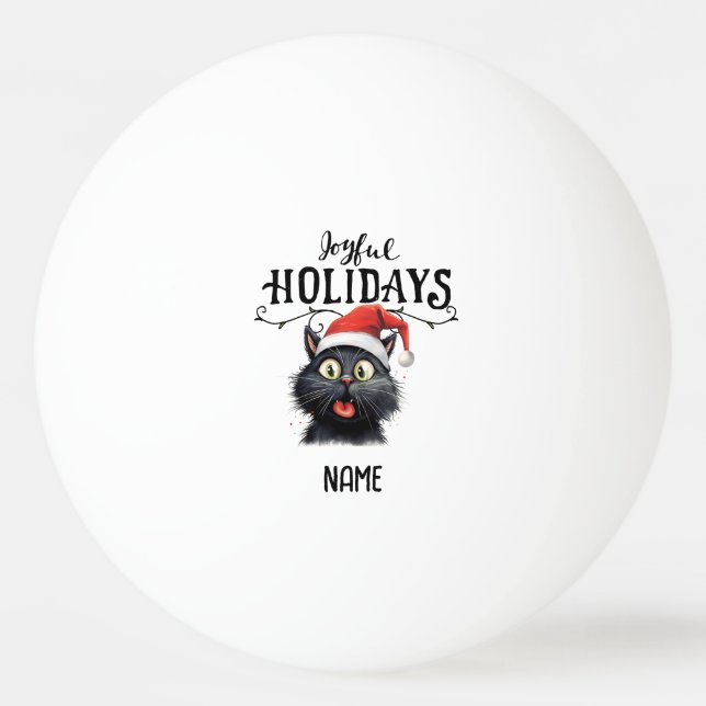 Santa Cat for Christmas Table Tennis to player Ping Pong Ball (Front)