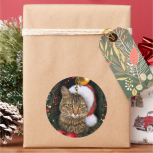 Santa Cat Gift Tag