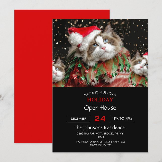 Santa Cat      Invitation (Front/Back)
