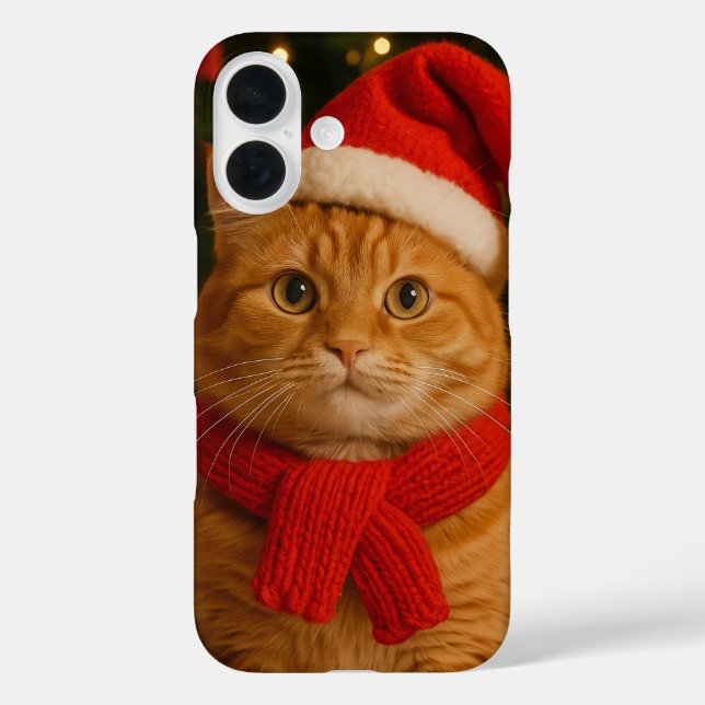 Santa Cat iPhone 16 Case (Back)