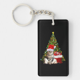 Santa Cat Keychain