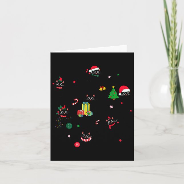 Santa Cat Light Gorgeous Reindeer Pajama Christmas Card (Front)