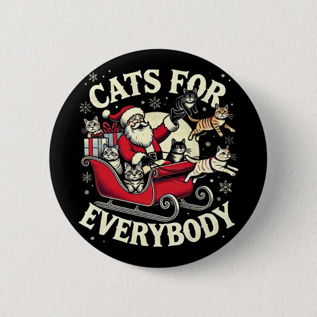 Santa Cat Lover Christmas Cats  2 Inch Round Button (Front)