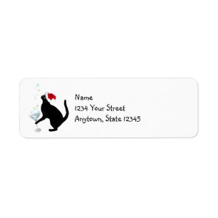 Santa Cat Martini Return Address Labels