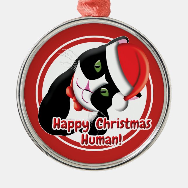 Santa Cat Metal Ornament (Front)