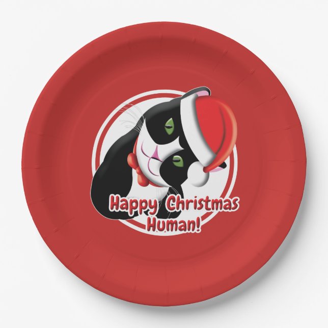 Santa Cat Paper Plate (Front)