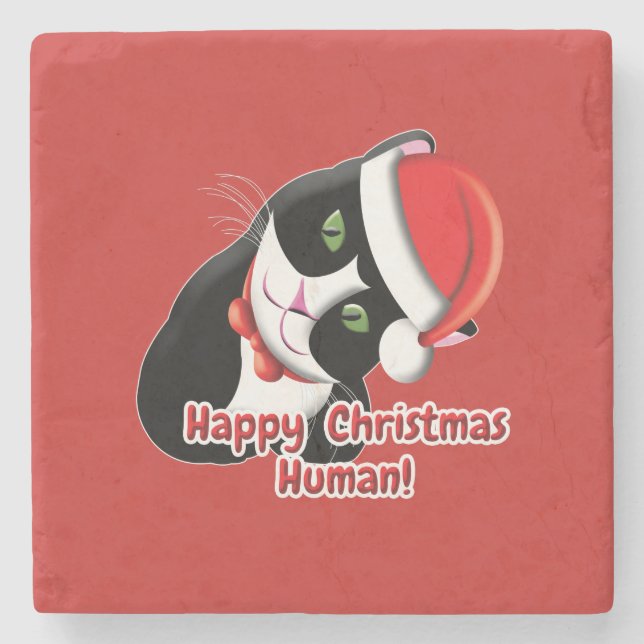 Santa Cat Stone Coaster (Front)