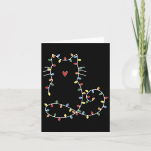 Santa Cat Tangled Up In Christmas Tree Lights Holi Card