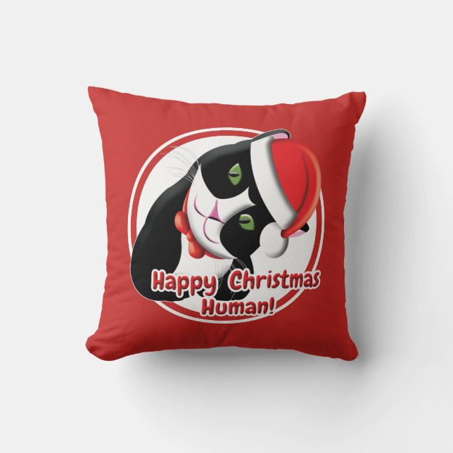 Santa Cat Throw Pillow (Front)