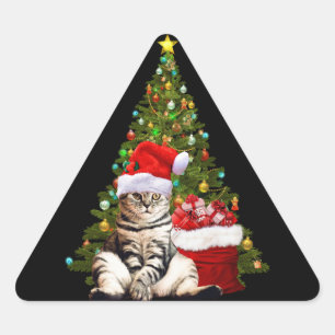Santa Cat Triangle Sticker