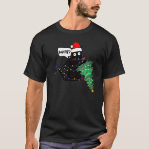 Santa Cat What Reverse Christmas Tree Xmas Cat Mom T-Shirt