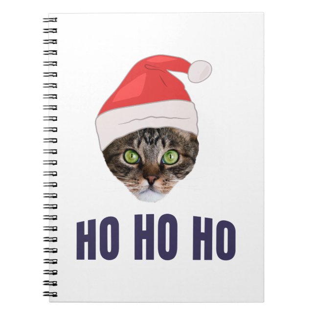 Santa Cat with Santa hat, Ho Ho ho Invitation Squa Notebook (Front)