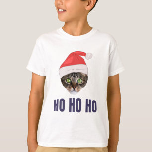 Santa Cat with Santa hat, Ho Ho ho Invitation Squa T-Shirt