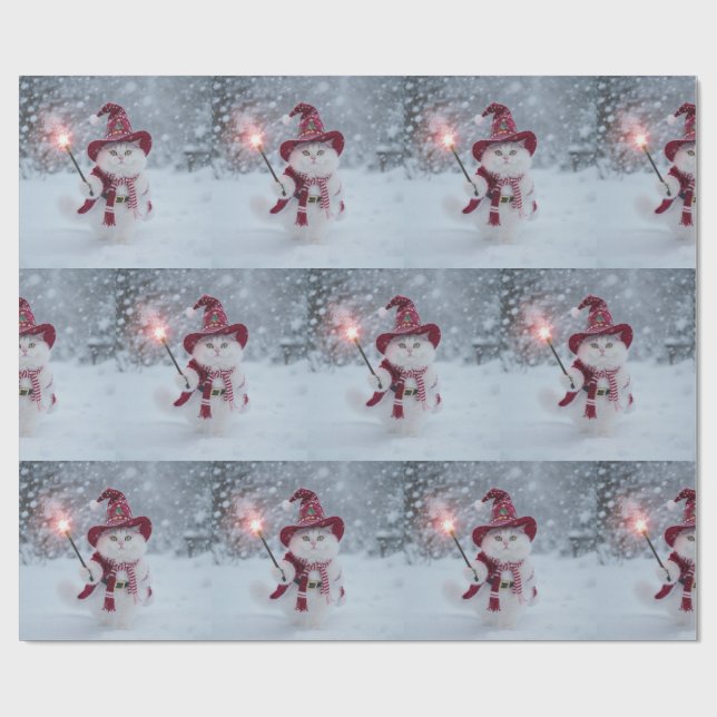 Santa Cat Wrapping Paper (Flat)