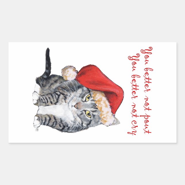 Santa Cat - You better not pout! Sticker (Front)
