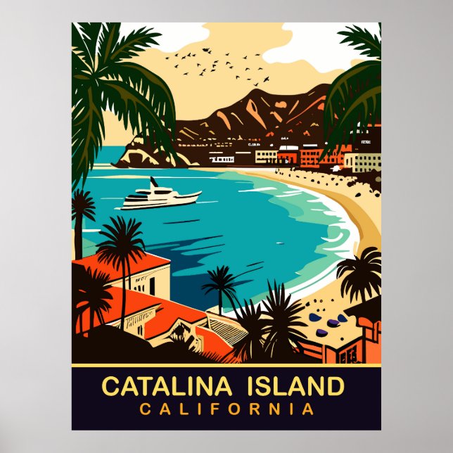 Santa Catalina, Beach, CA, Travel Poster (Front)
