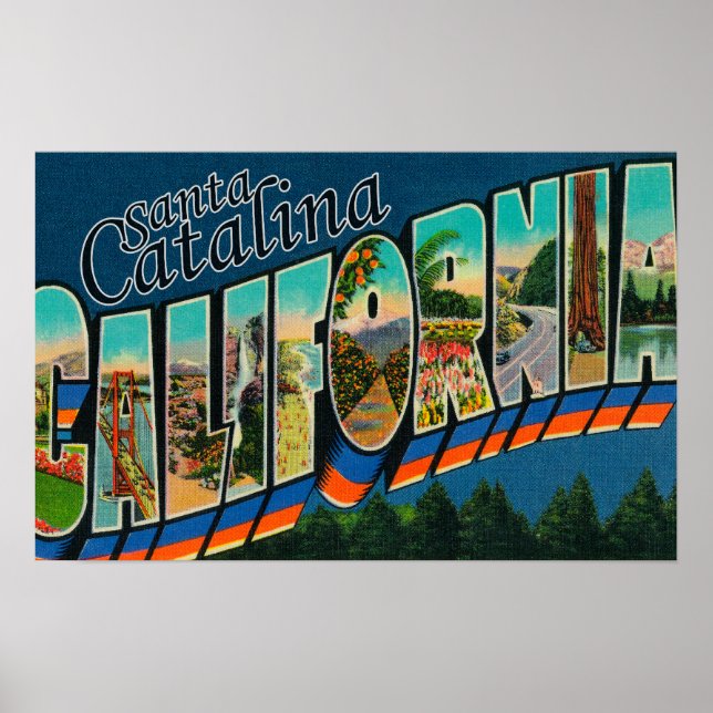 Santa Catalina, California - Large Letter Scenes Poster (Front)