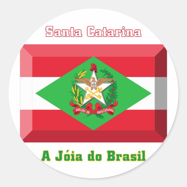 Santa Catarina Flag Gem Classic Round Sticker (Front)