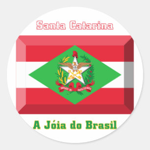 Santa Catarina Flag Gem Classic Round Sticker