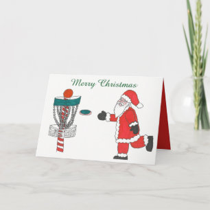 Santa Cause playing disc golf Christmas card